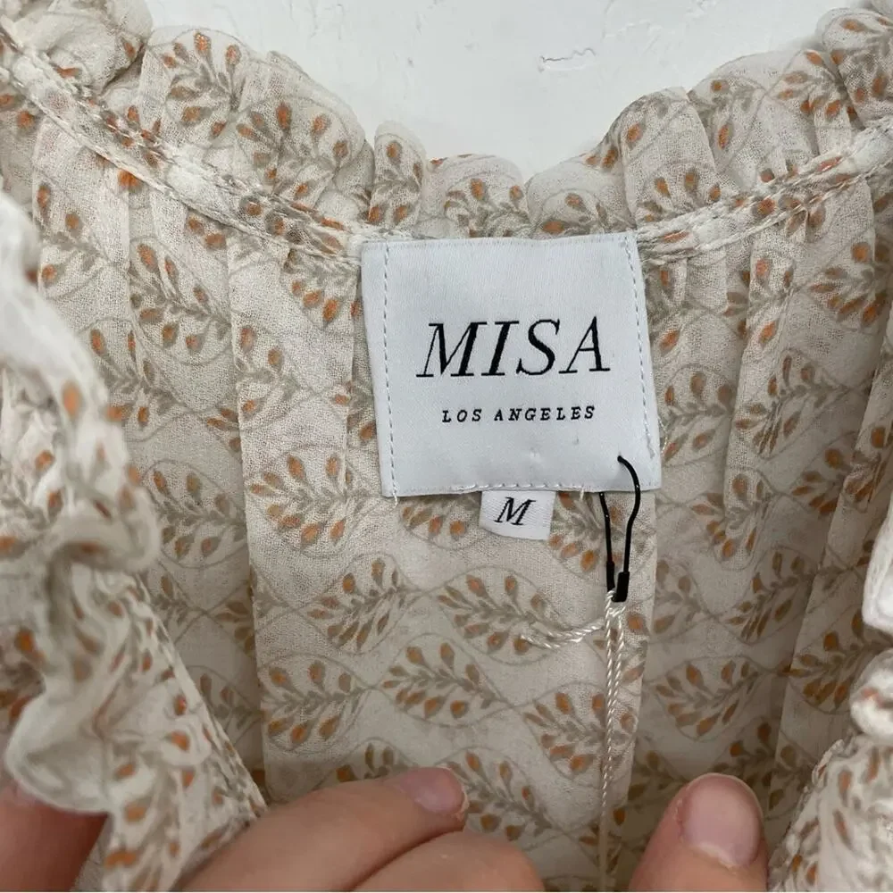 Misa Los Angeles Dionica Midi Floral Tiered Boho Dress Womens M Cottage Core